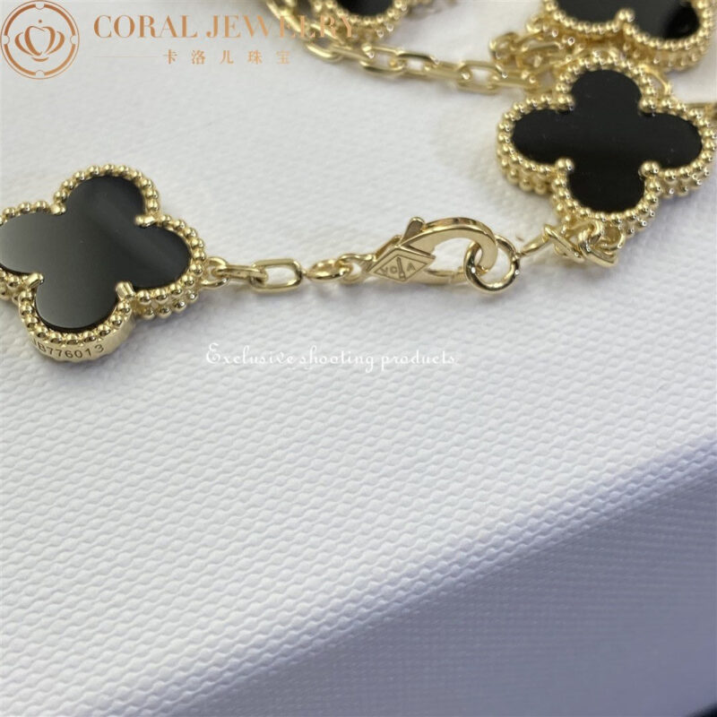 Van Cleef & Arpels VCARA42700 Necklace Vintage Alhambra 10 Motifs 18k Yellow Gold Onyx Necklace 2