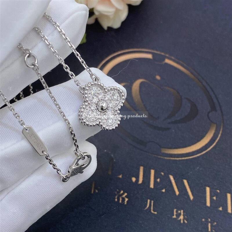 Van Cleef & Arpels VCARA46100 Vintage Alhambra pendant White gold Diamond Necklaces 6
