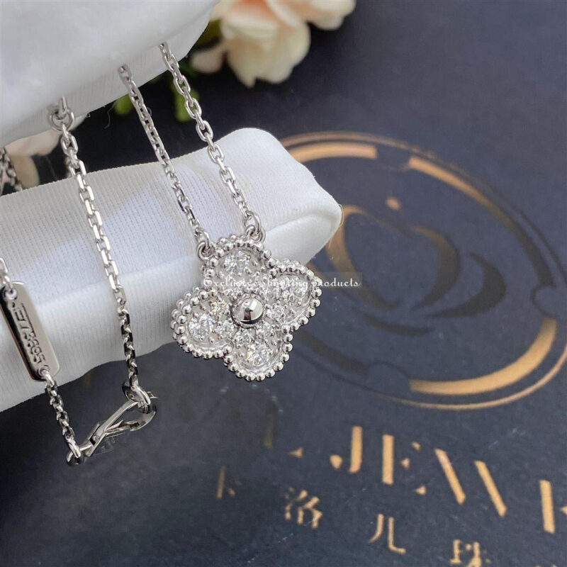 Van Cleef & Arpels VCARA46100 Vintage Alhambra pendant White gold Diamond Necklaces 5