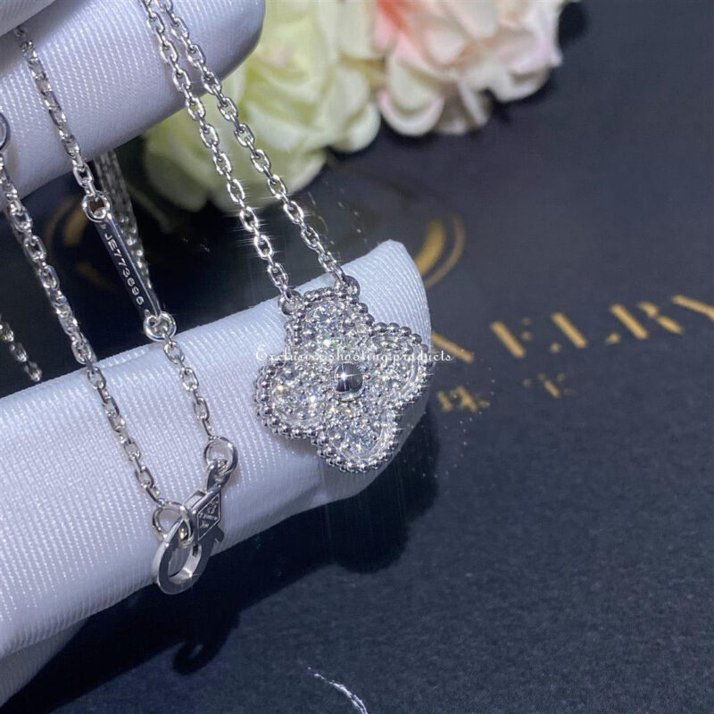 Van Cleef & Arpels VCARA46100 Vintage Alhambra pendant White gold Diamond Necklaces 4