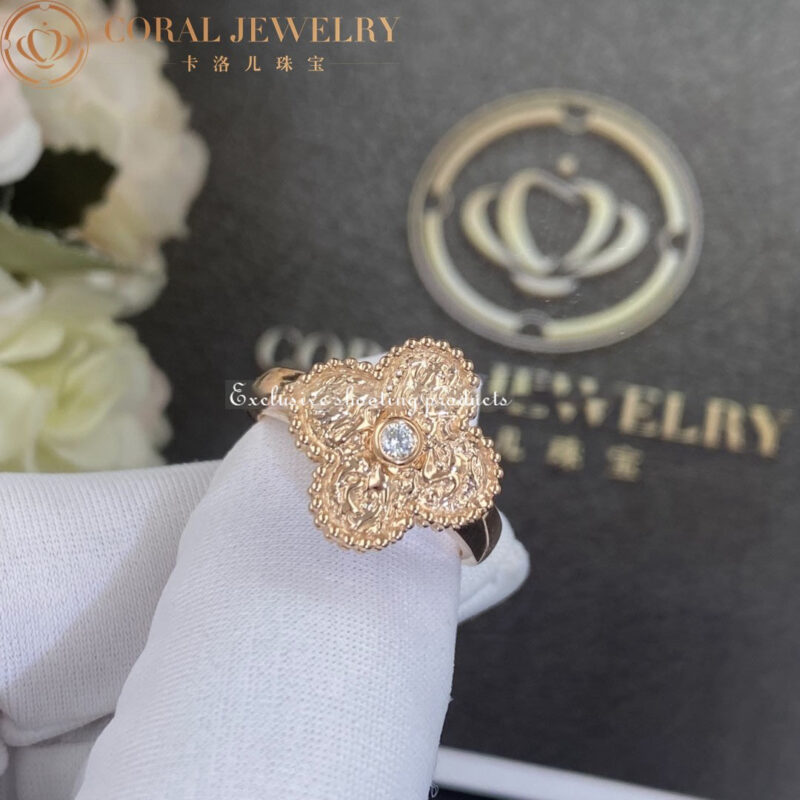 Van Cleef & Arpels VCARN9ZT00 Vintage Alhambra ring Rose gold Diamond ring 2