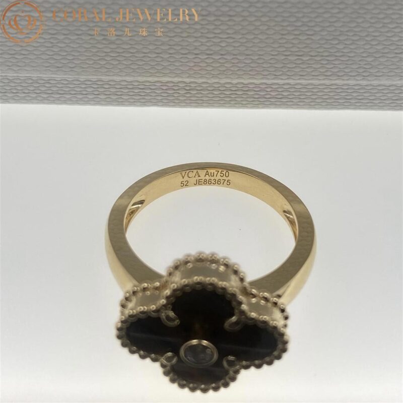 Van Cleef & Arpels VCARD40900 Vintage Alhambra ring Yellow gold Diamond Tiger Eye ring 7